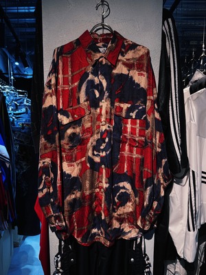 【D4C】"Dead stock"90's Art graphic pattern design silk shirt