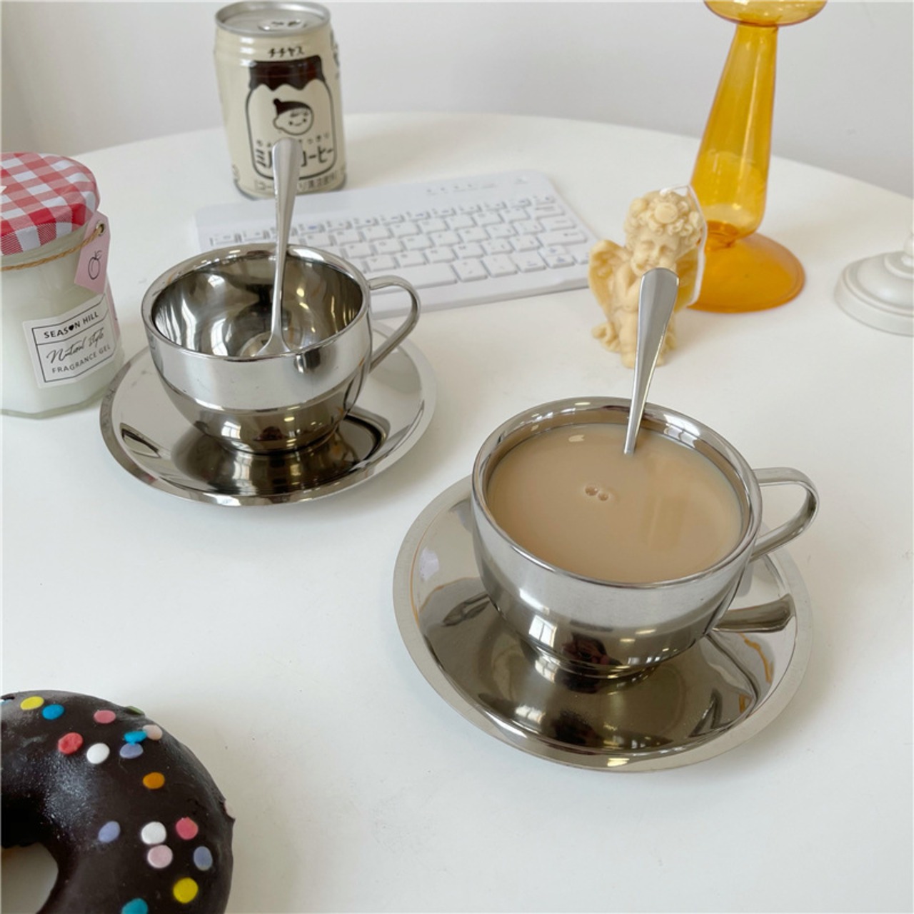 コーヒーカップ カップ ソーサー ステンレス カップ ティーカップ スプーン セット