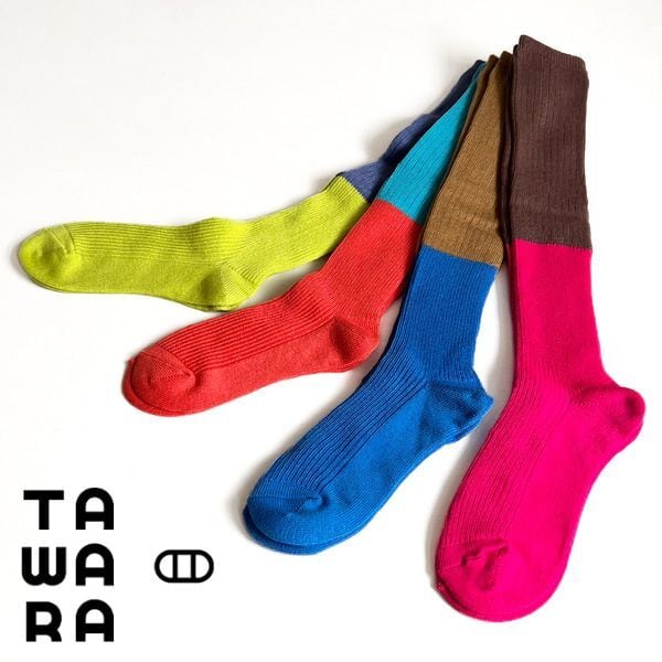 TAWARA ちょびウール バイカラーハイソックス T51017