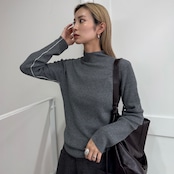 パイピングラインウール混リブknit/グレー