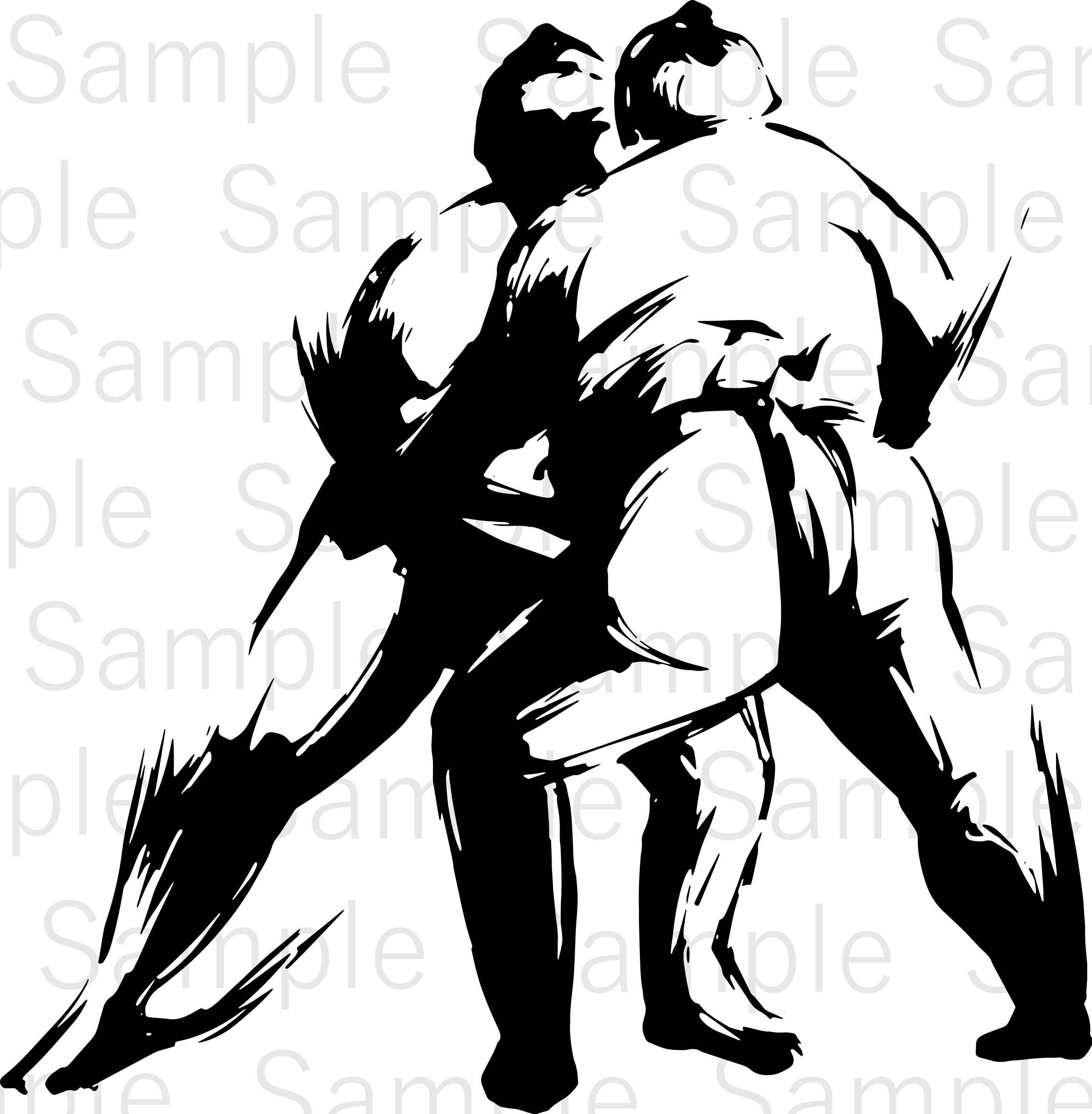 相撲の取り組み（Clash on Clay） | デジタル墨絵処（Digital Sumi-e