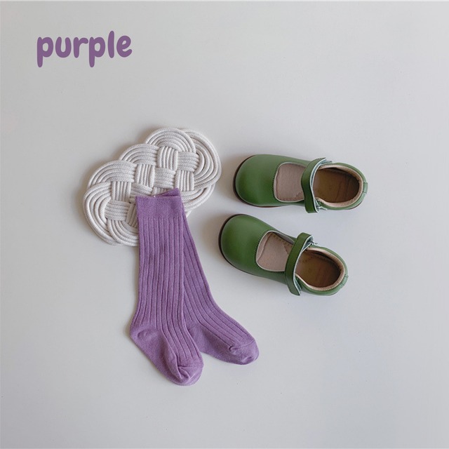 【即納】シンプルな無地単色カラーのハイソックス