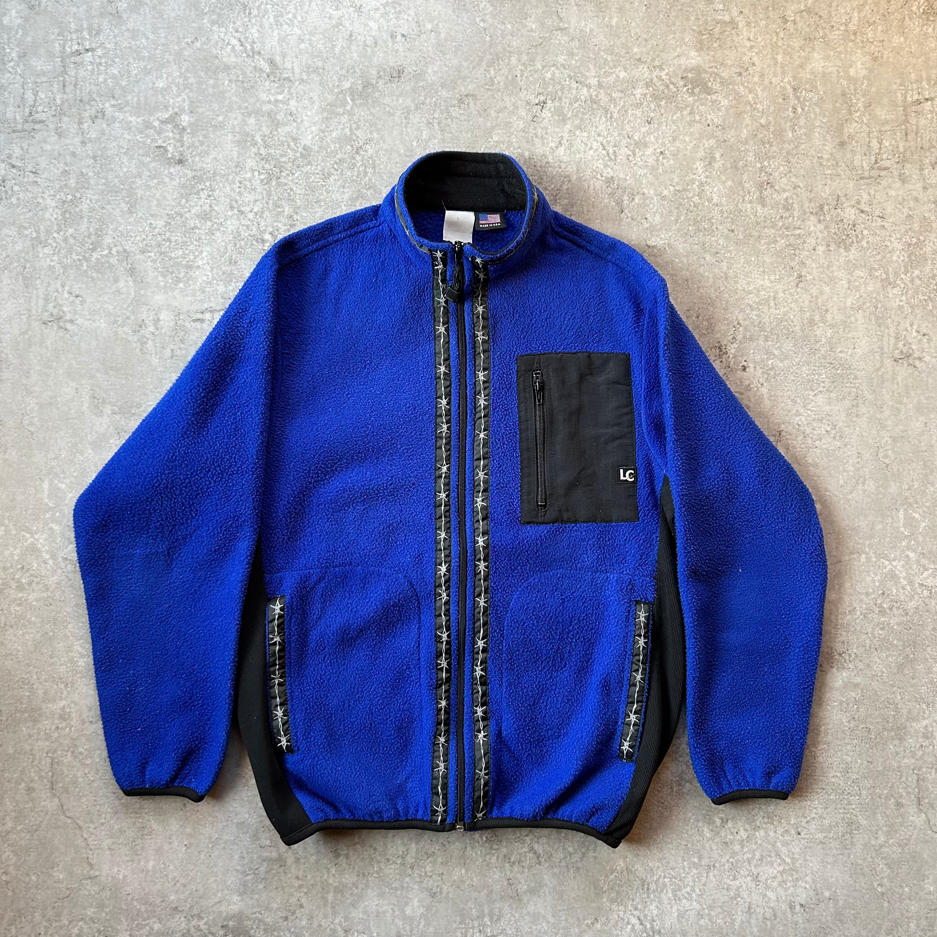 90s ラストチャンス フリースジャケット USA製 ブルー 有刺鉄線 M相当 90s ラストチャンス フリースジャケット USA製 ブルー 有刺鉄線 M相当