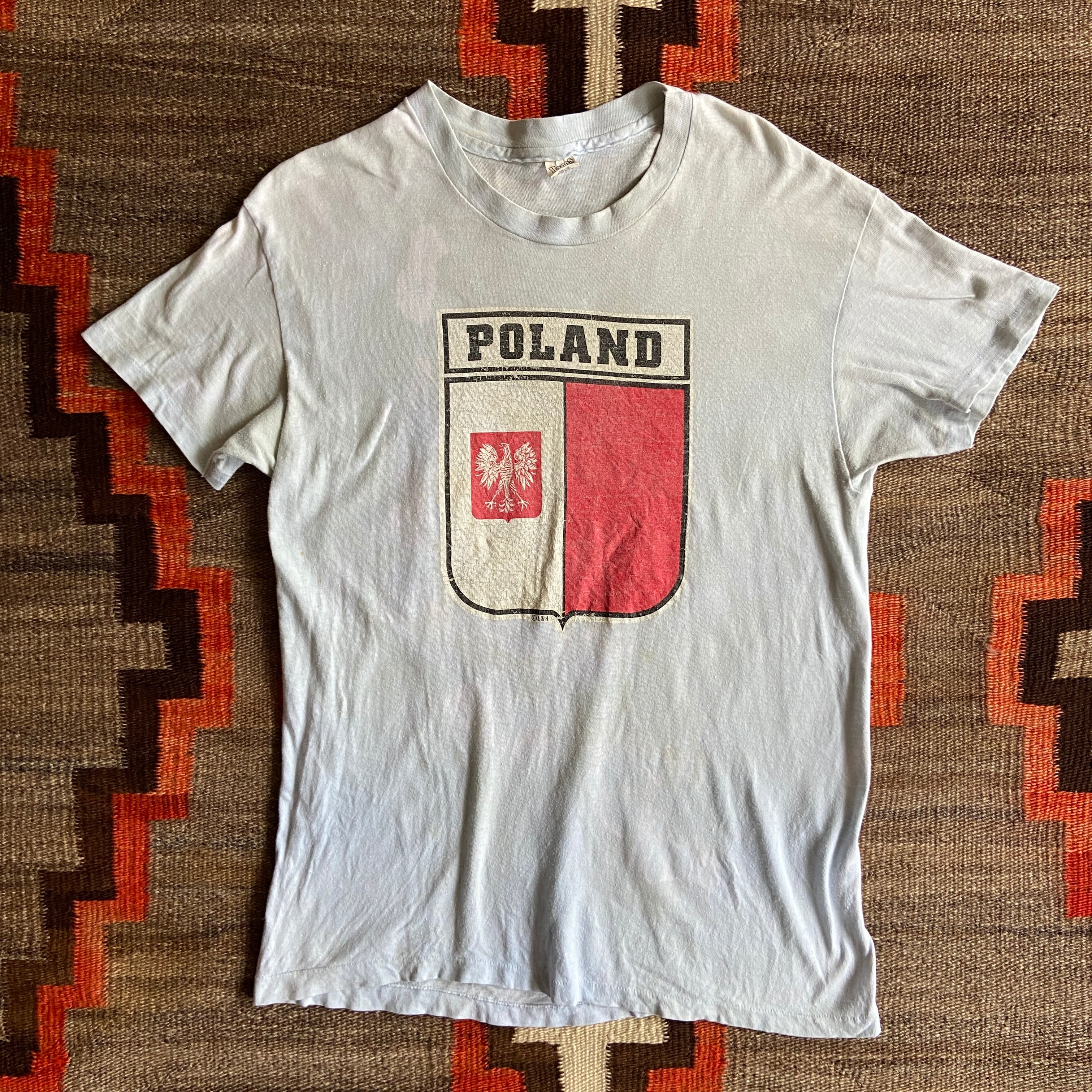 1970s Vintage Hanes Poland Crest Tee L Made in USA H015