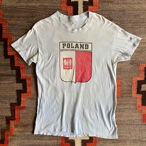 1970s Vintage Hanes Poland Crest Tee L Made in USA H015