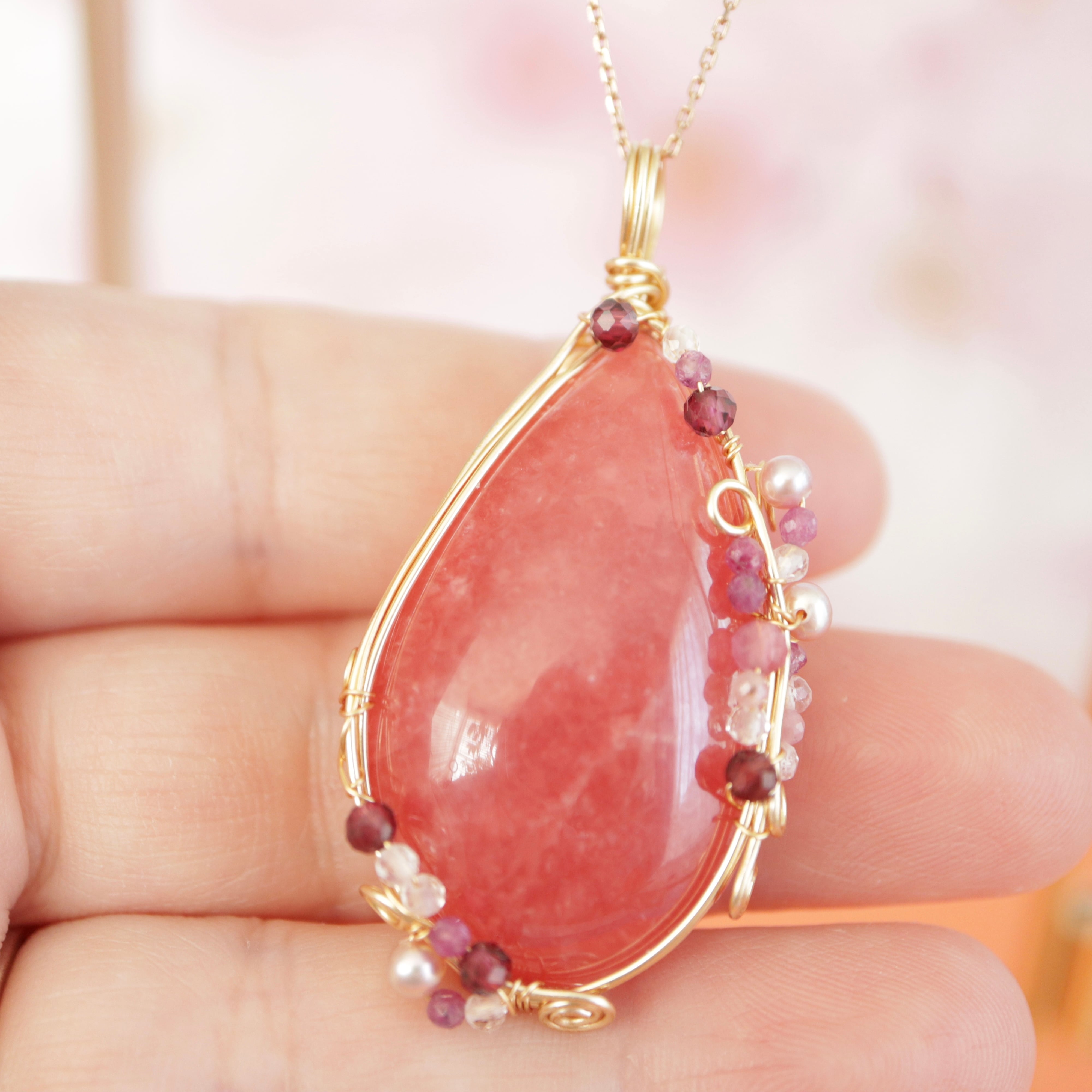 乙女座の守護石 申年の守護石 インカローズ 天然石 ワイヤーラッピング