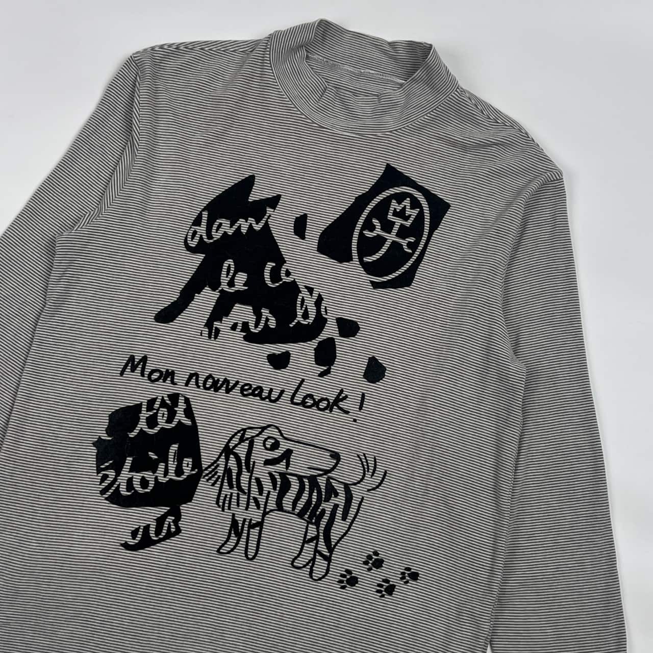 CASTELBAJAC カステルバジャック ボーダー ハイネック 長袖 Tシャツ 48/グレー系 メンズ