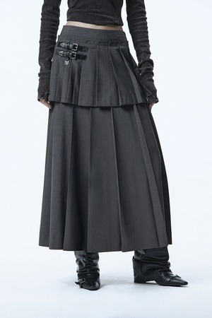 [TREEMINGBIRD] Tiered Pleated Skirt [ Charcoal ] 正規品 韓国ブランド 韓国通販 韓国代行 韓国ファッション TRMNGBD tmb TREEMING BIRD TREEMINGBIRD トリミングバード 日本 店舗