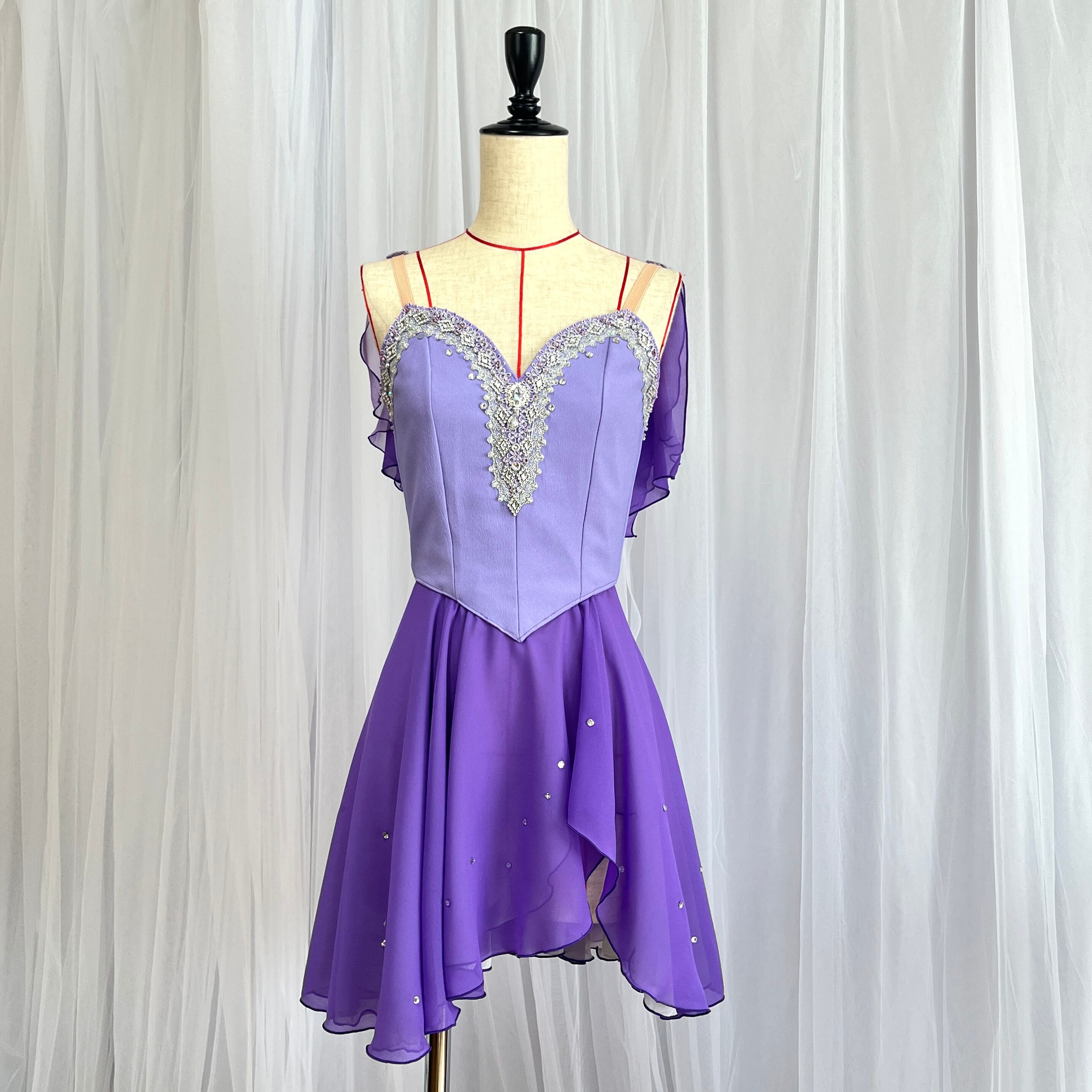 C-31dH ジョーゼットワンピース（パープル）（大人S/M）≪バレエ衣装