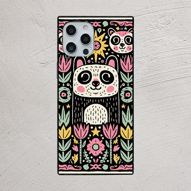 受注生産 iPhoneケース フクロウと花のフォークアート｜動物モチーフ PSYF027A