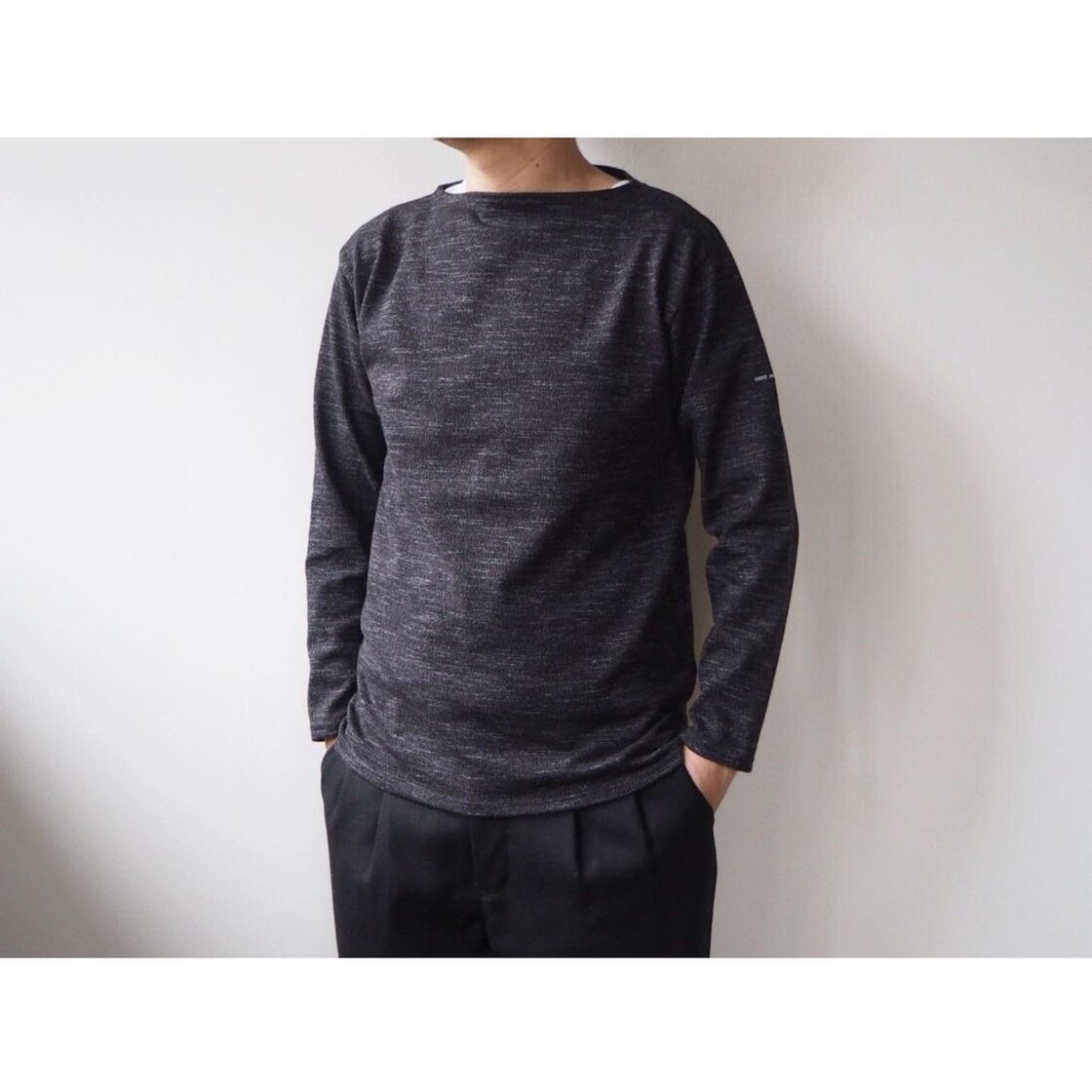 SAINT JAMES(セントジェームス) OUESSANT MELANGE NOIR CHINE(霜降り 
