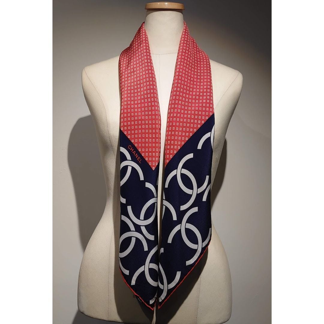 SALE！】CHANEL シャネル スカーフ ココマーク 小紋柄 シルク100  