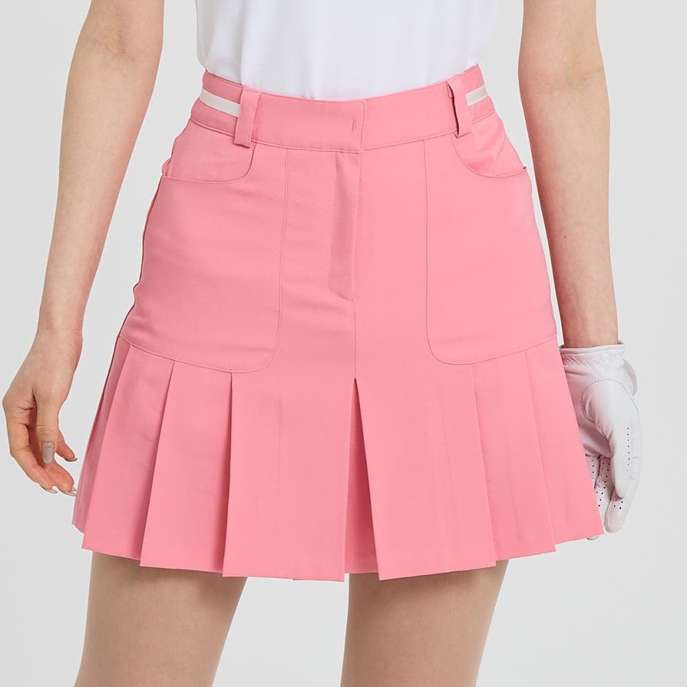 美脚ストレッチ スリムフィット切替プリーツ ゴルフスカート