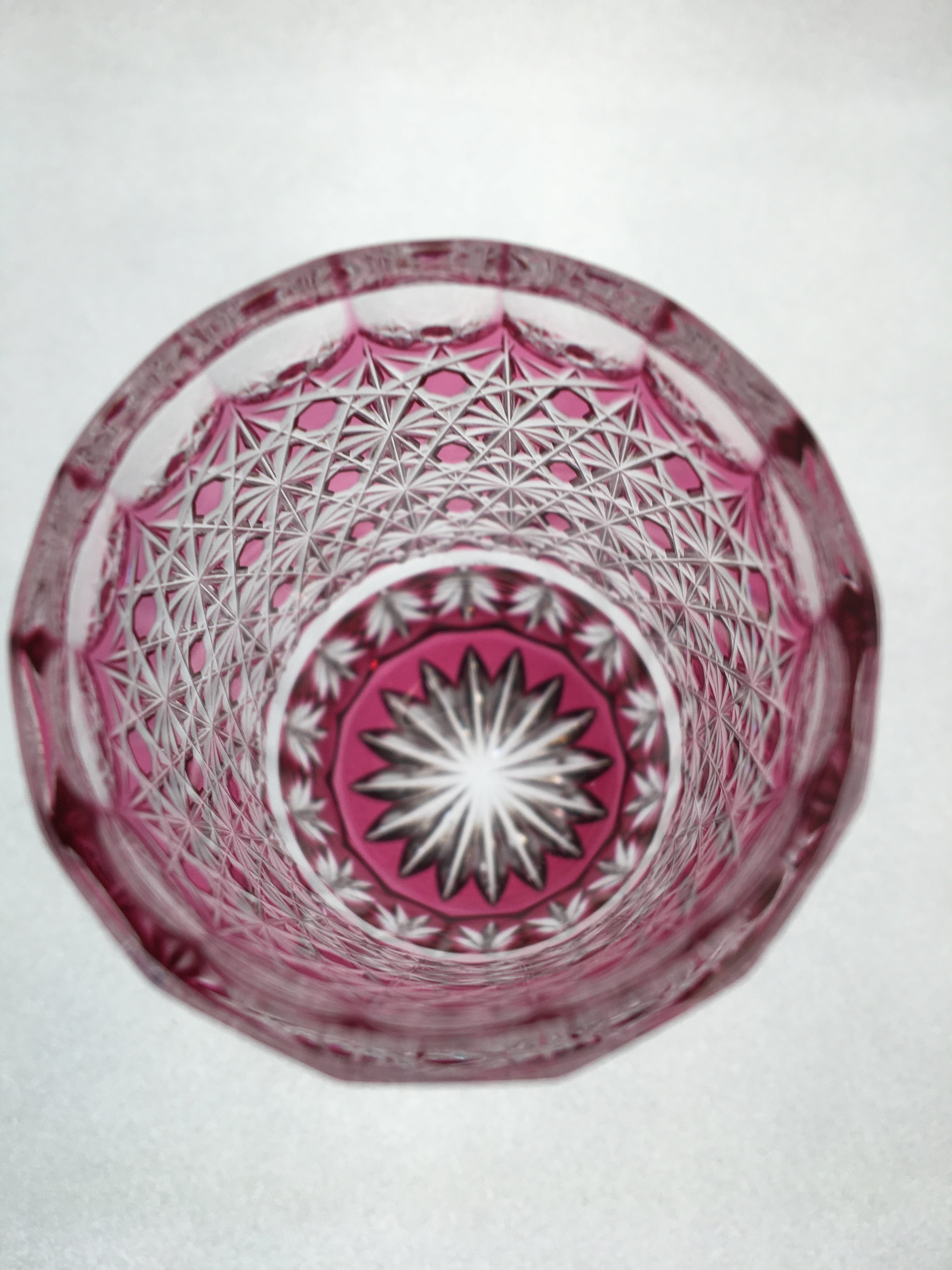 江戸切子 クリスタルショット（金赤）ピンク色 | 江戸切子の製造 門脇