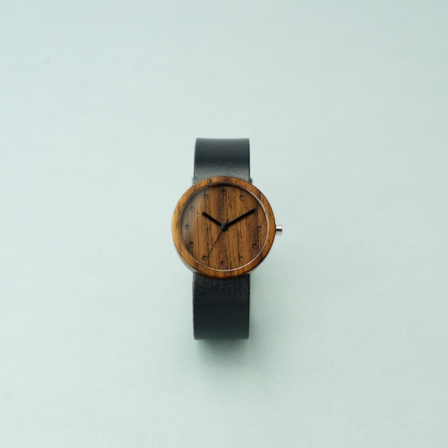 Walnut wood - Organic leather Black - M