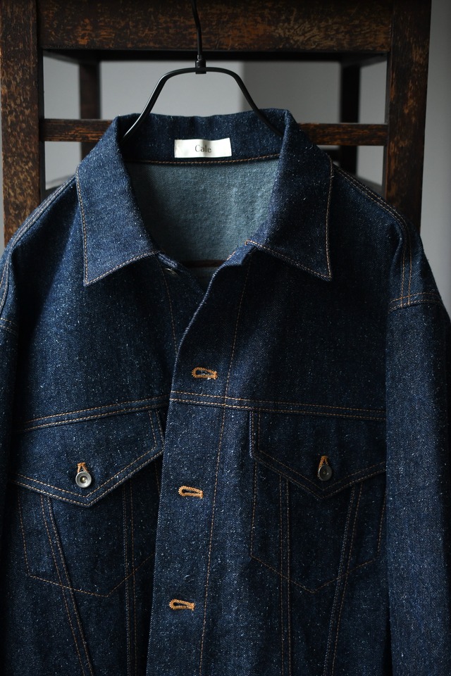 Cale / Cotton Silk Denim Jacket (Blue)