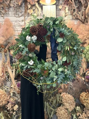 【ご予約受付中！11/20から発送】オリジナルクリスマスフレッシュリース～ベーシック～【Lsize】42㎝