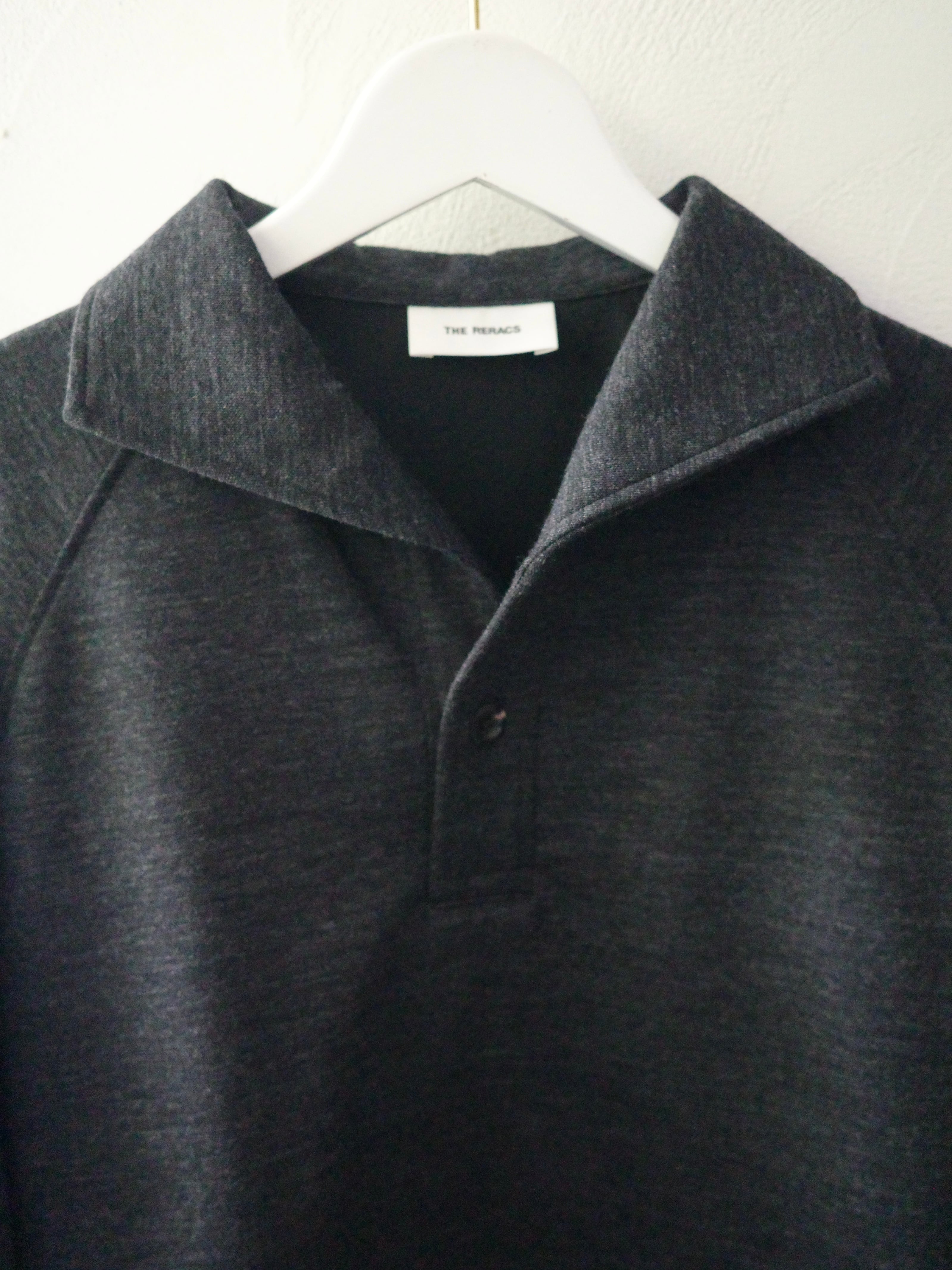 THE RERACS / ITALIAN COLLAR RAGLAN POLO SHIRT L/S-CHARCOAL GRAY