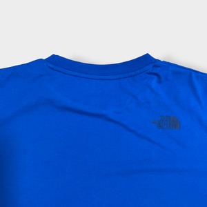 【THE NORTH FACE】ロゴ プリント Tシャツ ブルー バックロゴ 静電気防止機能 ノースフェイス L 半袖 アウトドア us古着