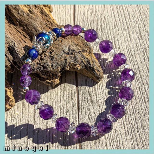 アメジスト ラピスラズリ ブルーアクアオーラ ブレスレット✨ ｜minegel-オーダーメイドできるおしゃれパワーストーンブレスレット