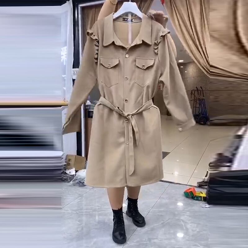 オータムジャケット ストラップ ロングルーズスタイル 大きめサイズ 秋物 ミックスインファッション21785233954