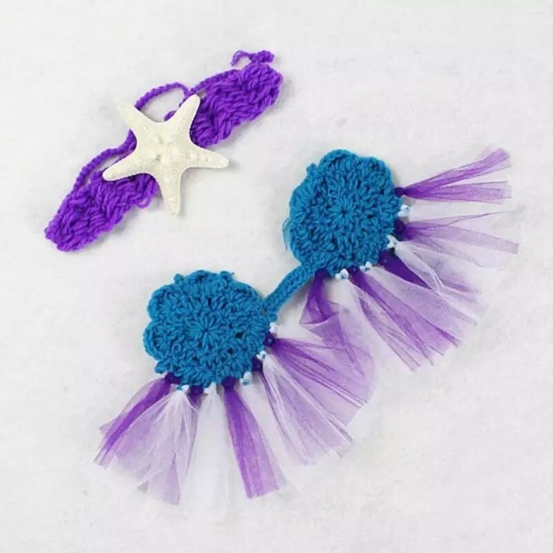 マーメイドなりきり3点セット ニューボーン撮影アイテム 新生児-生後3 