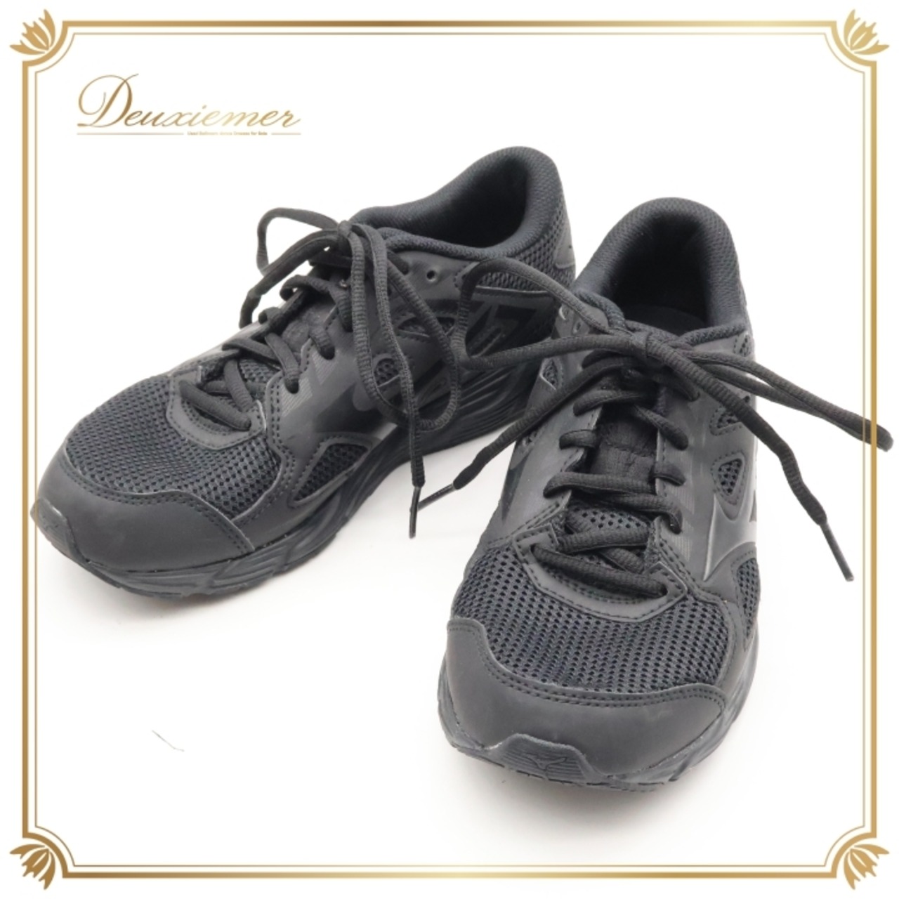 ファッション 22.5CM Mizuno ミズノ X10 靴 スニーカー シューズ ブラック系 黒 真っ黒 シンプル メッシュ 普段使い カジュアル 運動 スポーツシューズ 通勤 通学 おしゃれ メンズ レディース