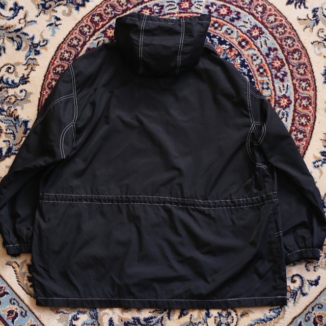 white stitch l/s zip up jacket with hood