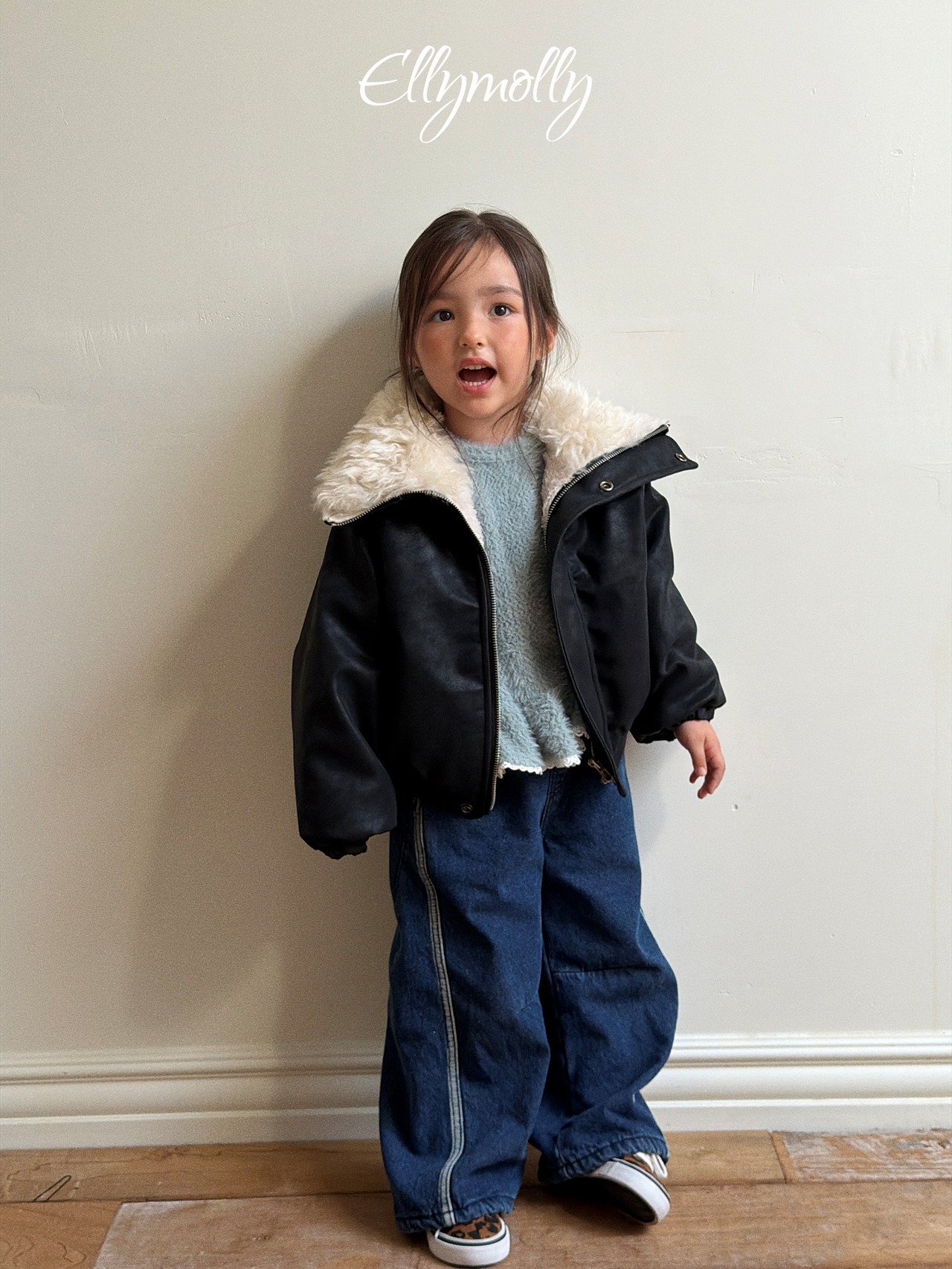 エリーモリー / ELLY MOLLY / ラインワーク裏起毛デニムパンツ / 韓国子供服 / ジュニア / 26winter〖取寄〗*13~19号*