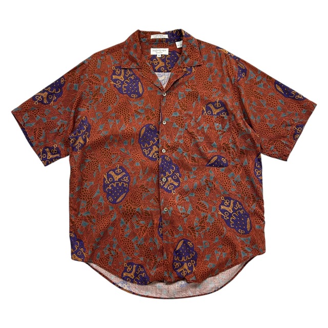 YVES SAINT LAURENT MENSWEAR ABSTRACT PATTERN BUTTON SHIRT SIZE M (USED)