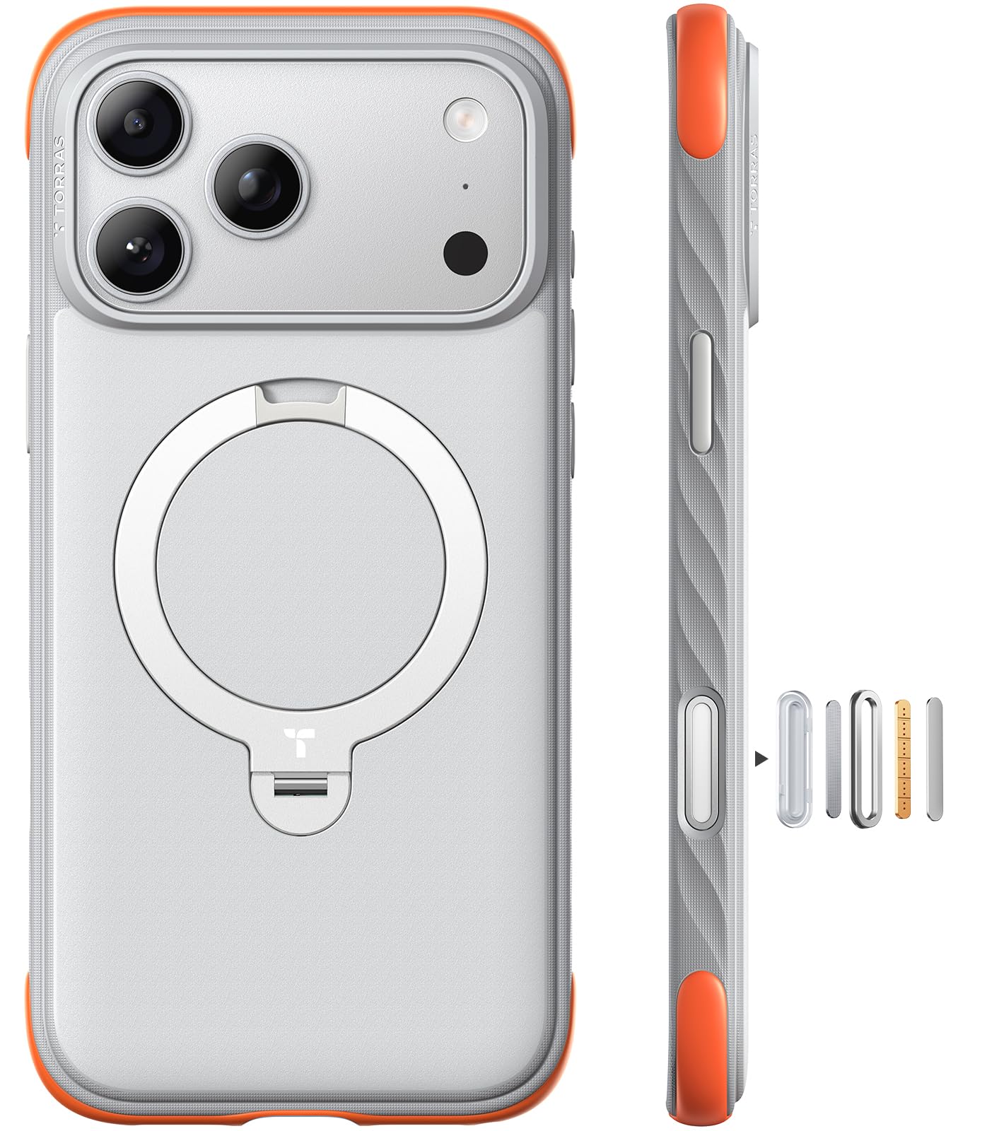 【滑り止め革命×3.66m耐衝撃】TORRAS iPhone 17 Pro 用 ケース スタンド付き Ostand Q3 Rugg ホワイト