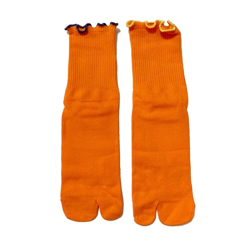 【solmu×HITOTSUDAKE】mellow 足袋socks（オレンジ）ブルー×きいろ
