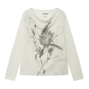 [PHYS] Spring Flower Collar Shoulder Floral Top