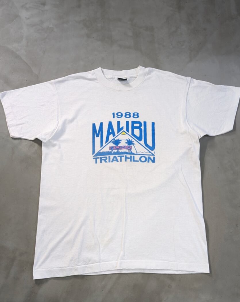 80s malibu triathlon print tee 小岩店