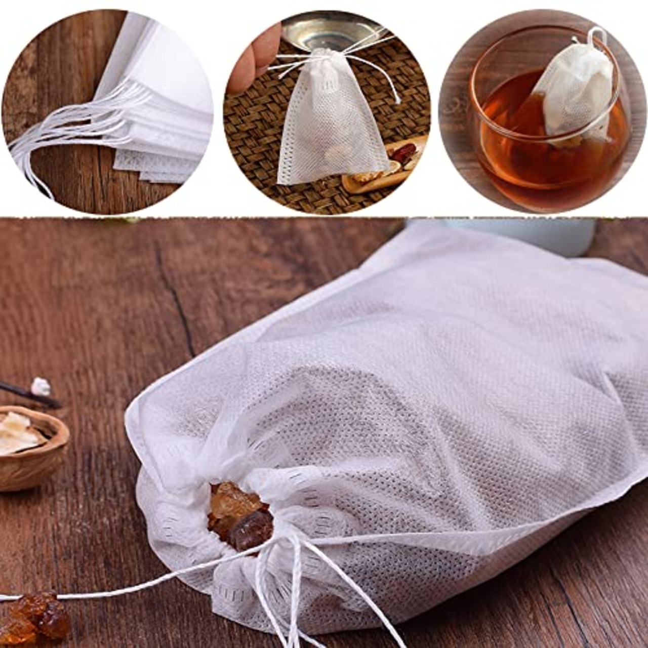 ティーバッグ 200枚入り 7cm*9cm 不織布 使い捨て の 袋 お茶パック ティーフィルターバッグ 巾着袋 ティーバッグ強力な浸透 調味料用袋 出汁用パック 便利