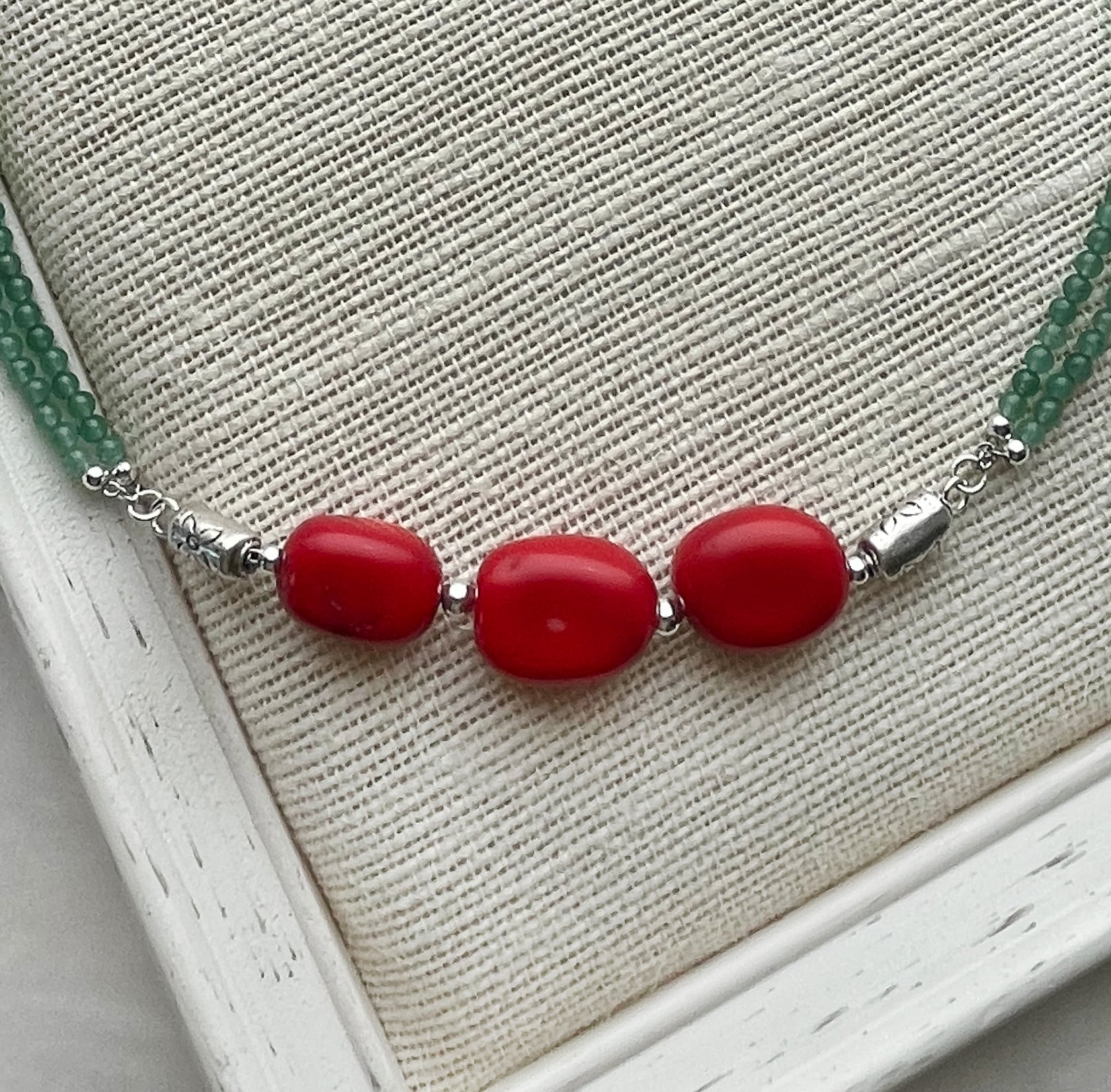 赤珊瑚翡翠ネックレス