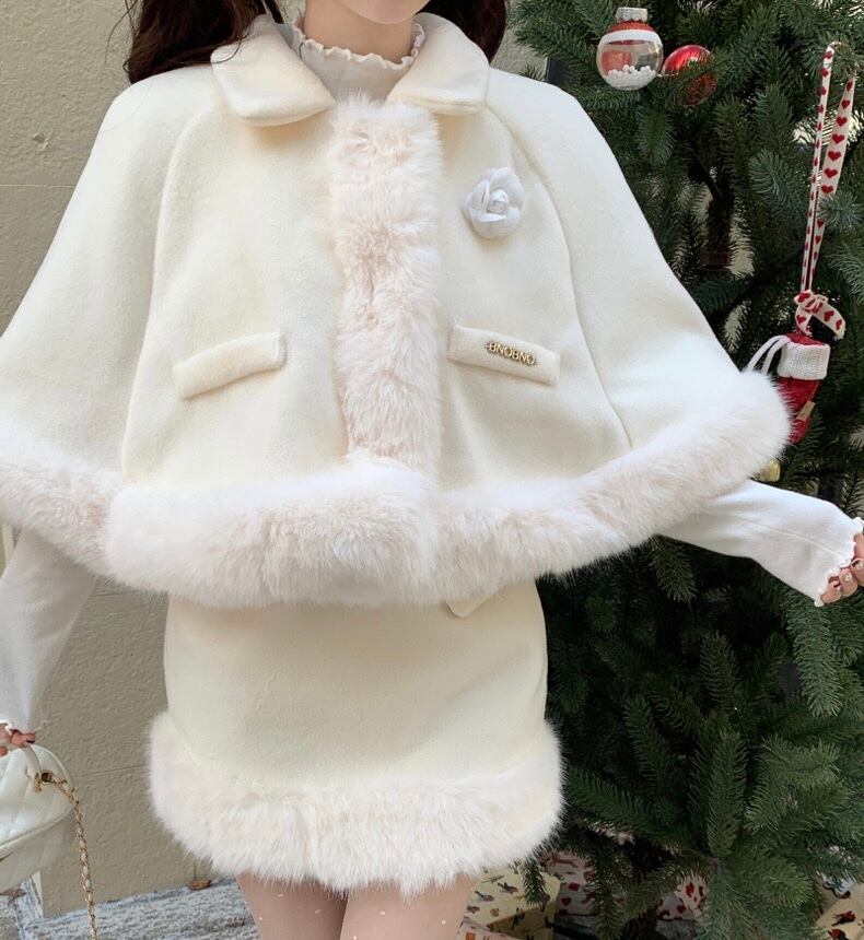 再販♡カメリア付きファーケープセットアップ | selectshop.selepuu
