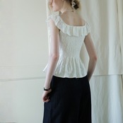 Blanc Shirring Frill Blouse F0671