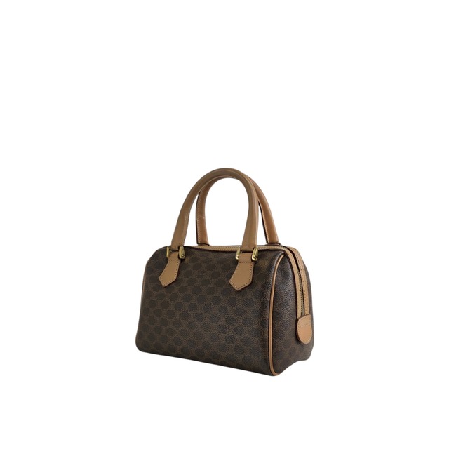 CELINE セリーヌ マカダム ショルダーバッグ ブラウン PVC ミニボストン 2way vintage ヴィンテージ オールド abbsfv