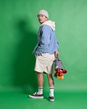 【#Re:room】NO COLLAR DENIM JACKET［REJ147］