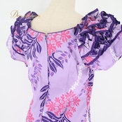 フラダンス 衣装 ワンピース ドレス パープル系 CC Fashions ハワイ製 ハワイアンプリント プルメリア柄 花柄 植物柄 ハワイアン アロハ フラ ダンス フリル レッスン 練習 ピンク系 ホワイト系 紫 ピンク 白 かわいい 華やか 鮮やか 上品 おしゃれ フラダンスドレス ハワイアンワンピース フェス用 レディース衣装 おしゃれドレス パーティードレス かわいい花柄 ダンスレッスン用 ワンピースドレス フリル付きドレス おしゃれ着 プルメリアデザイン