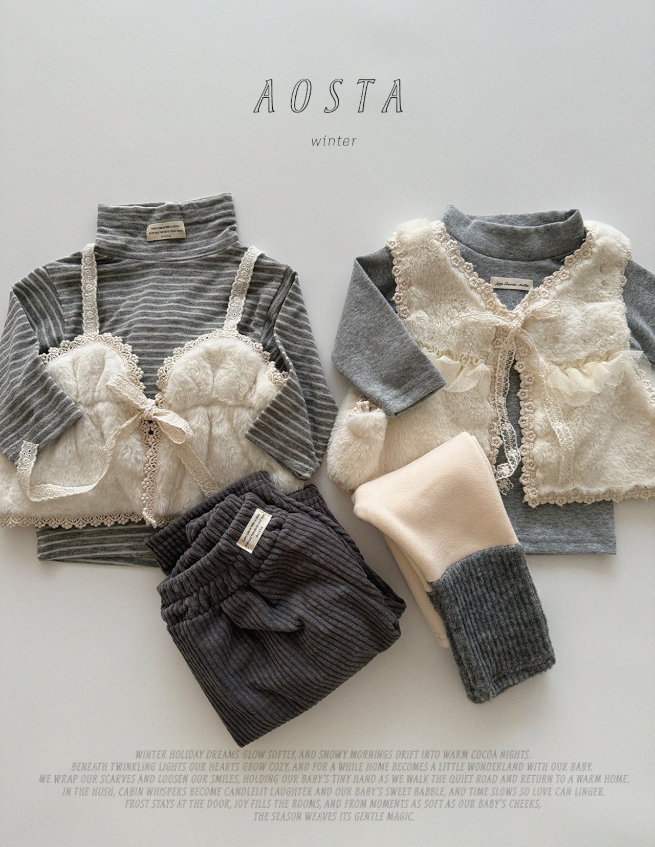 【Aosta】ファーオープンビスチェ（Free） 2025 WINTER 韓国子供服 - 4