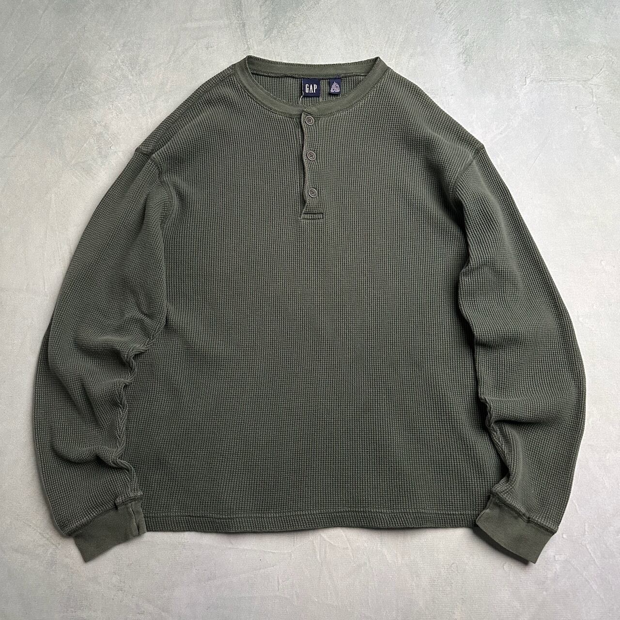 90s 迷彩 サーマル ロンt 1点物◇Faded Gloryサーマル迷彩柄ヘンリーネック長袖ロンT