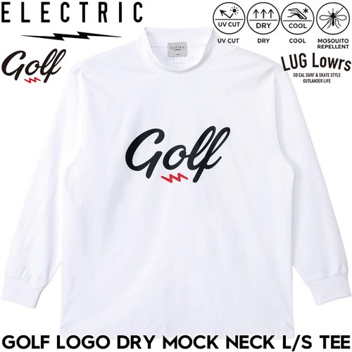 ELECTRIC GOLF エレクトリック ゴルフ GOLF LOGO DRY MOCK NECK L/S TEE - WHITE ドライ素材 長袖Tシャツ モックネック ロンT メンズ レディース ゴルフウェア EG26ST11 26SP 日本代理店正規品