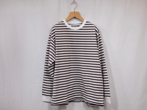 CURLY” RELAXIN L/S BORDER TEE GREGE/WHITE“