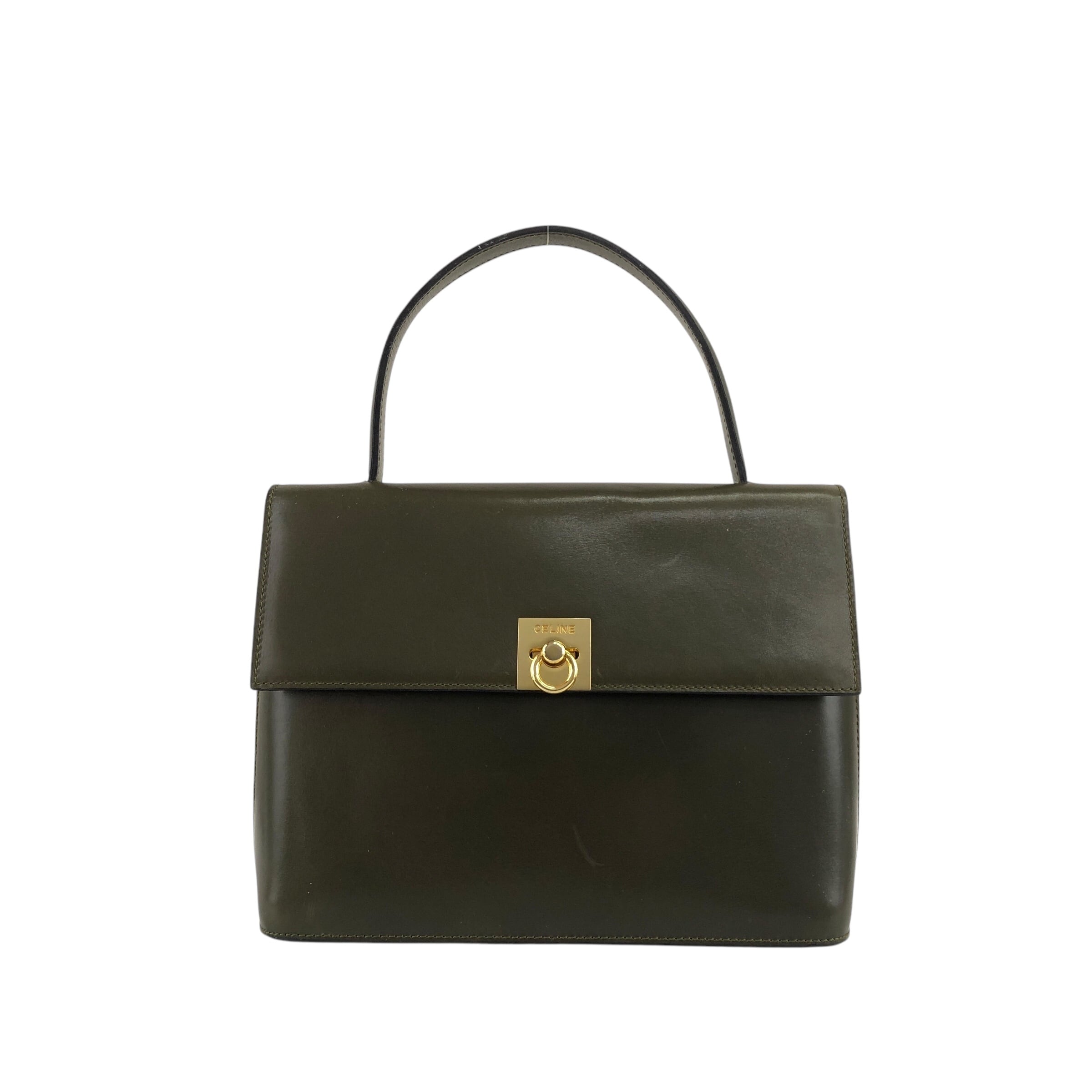 celine セリーヌハンドバッグガンチーニ カーキオールレザーカバン celine セリーヌハンドバッグガンチーニ カーキオールレザーカバン