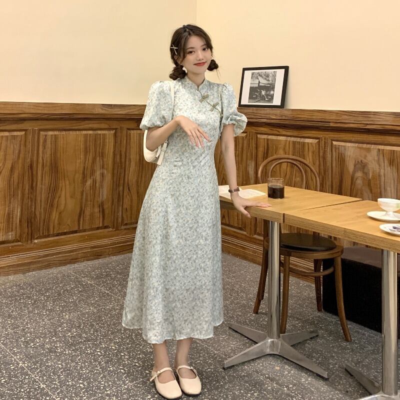 ドレス レディースサマー薄手スタイルフローラルウェストスカート 夏物 花柄 1号婦人12001145189