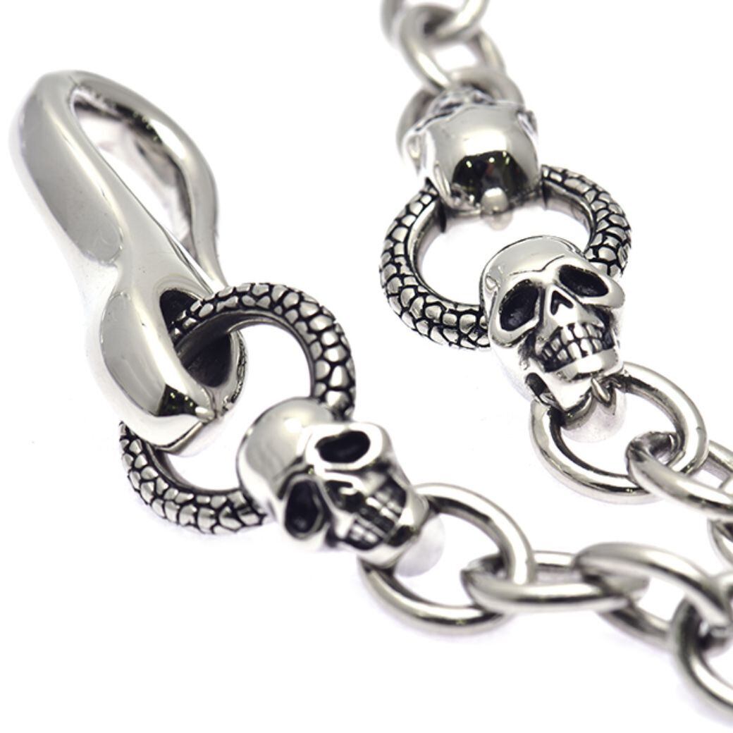ウォレットチェーン ハード スカル 骸骨 メンズアクセ ステンレス