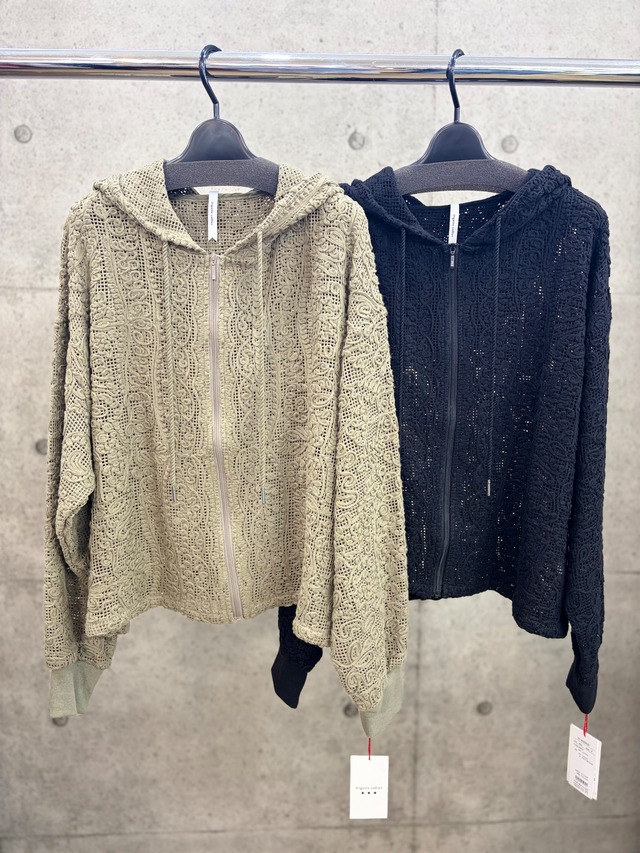 【送料無料】DigniteCollier(ディニテコリエ) 刺繍メッシュパーカ 羽織り 透け感 長袖 大人カジュアル キレイめカジュアル 手洗い可能  80269025