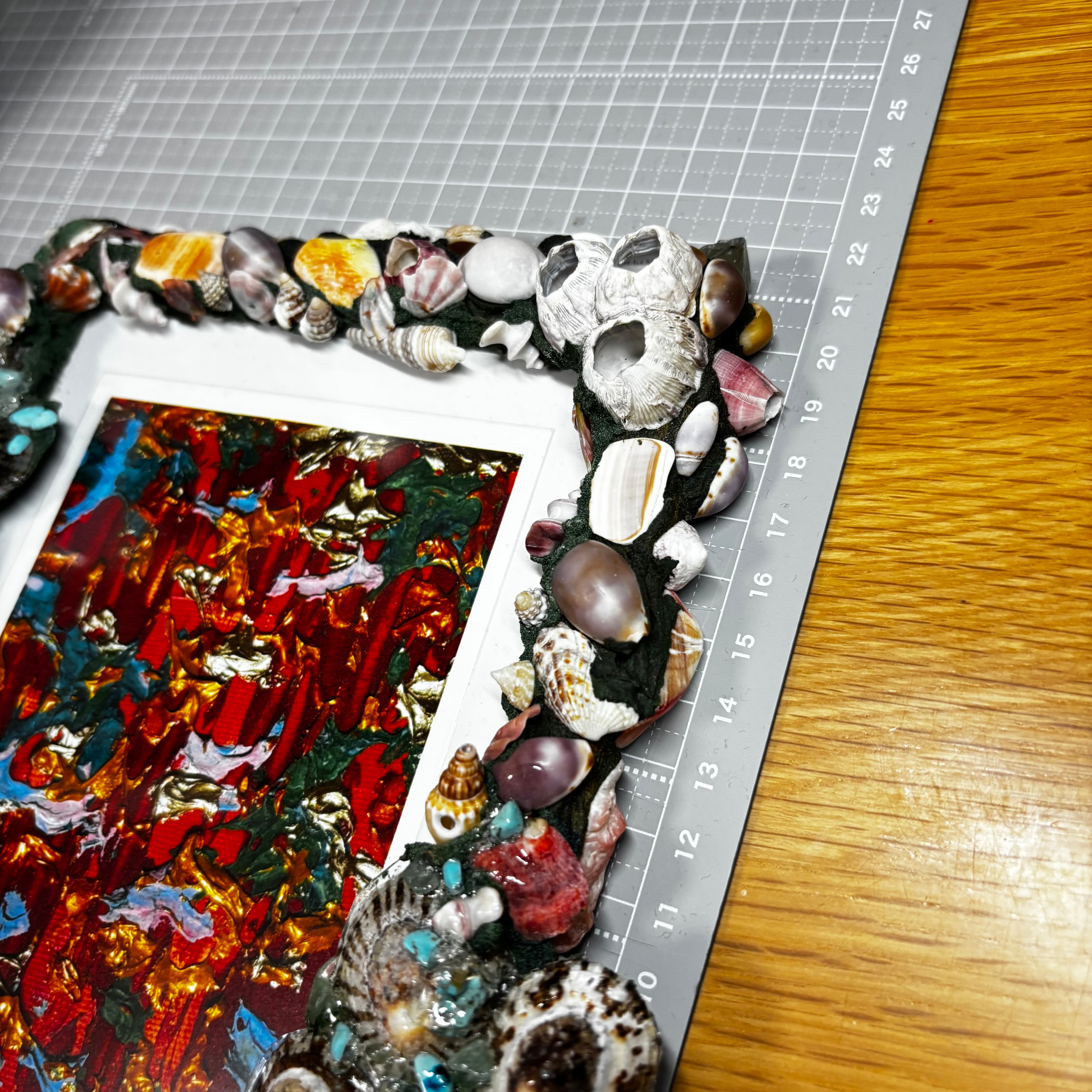 Thrive】フォトフレーム 写真立て ハンドメイド シーグラス 貝殻 母の